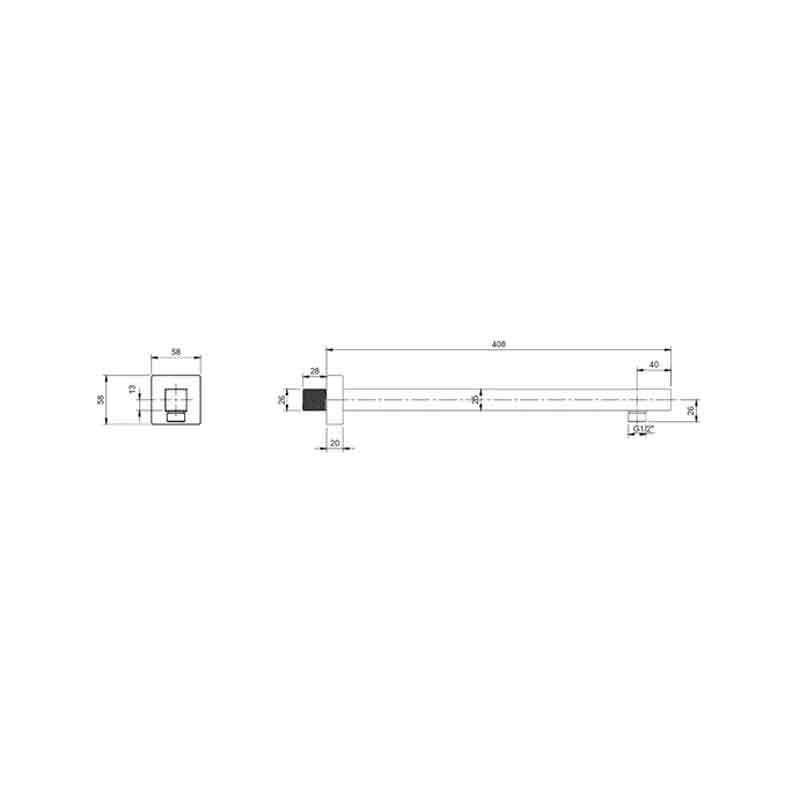 Braț de duș Villeroy&Boch, Universal Showers, pătrat, 40 cm, brushed nickel [4]