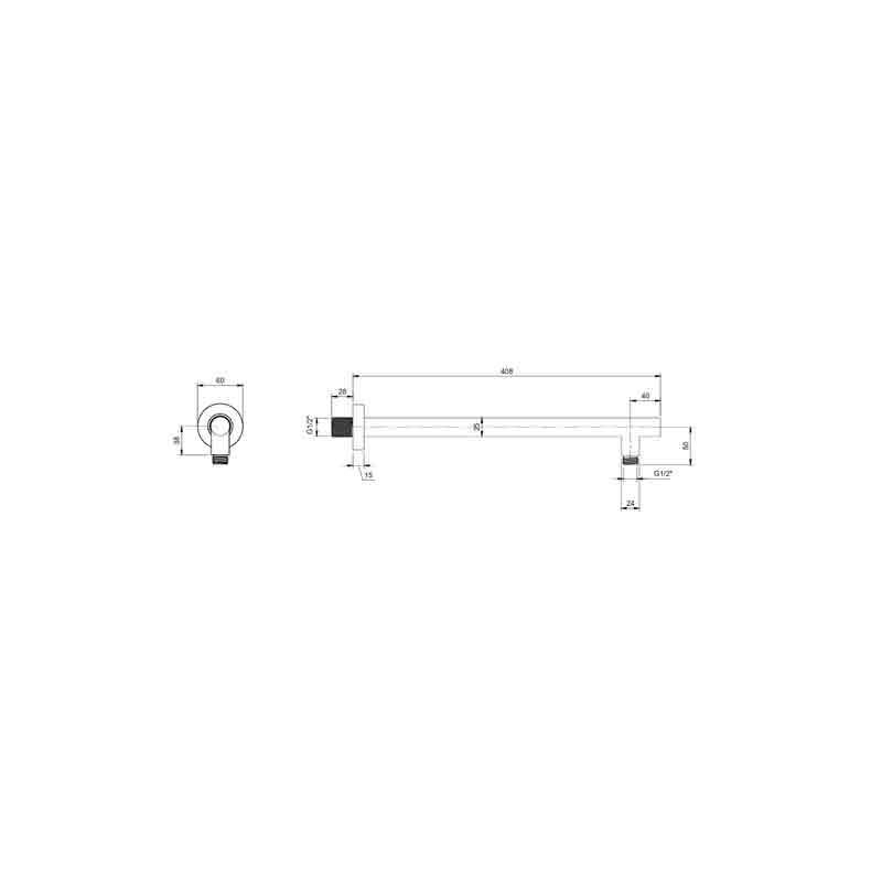 Braț de duș Villeroy&Boch, Universal Showers, rotund, 40 cm, brushed nickel [6]