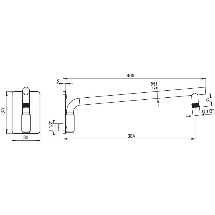 Brat dus fix Deante 41 cm, auriu [2]