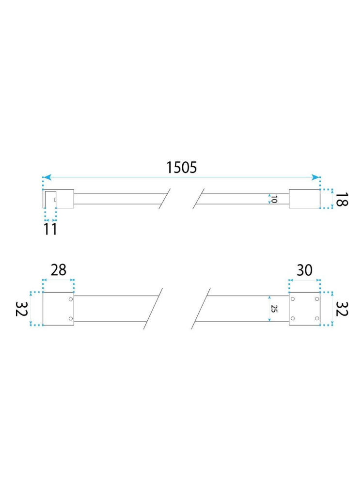 Brat fixare paravan dus 150 cm auriu Rea aluminiu montaj suruburi [9]