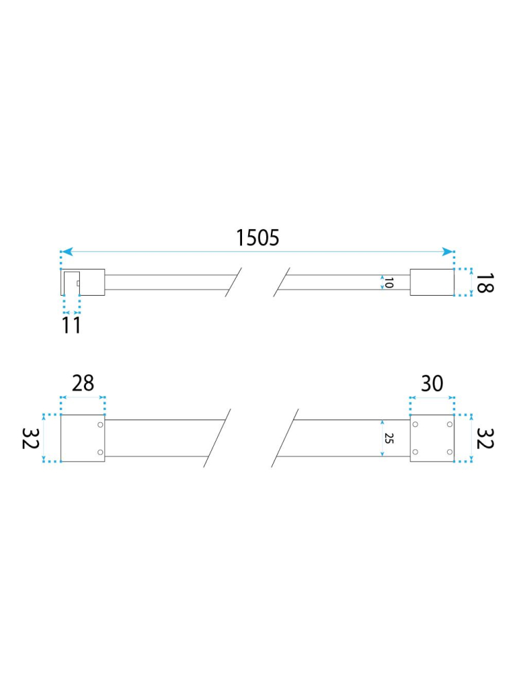 Brat fixare paravan dus 150 cm Rea auriu periat aluminiu [10]