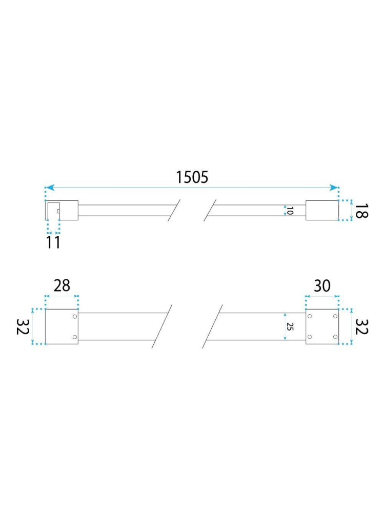 Brat fixare paravan dus 150 cm Rea crom aluminiu [10]