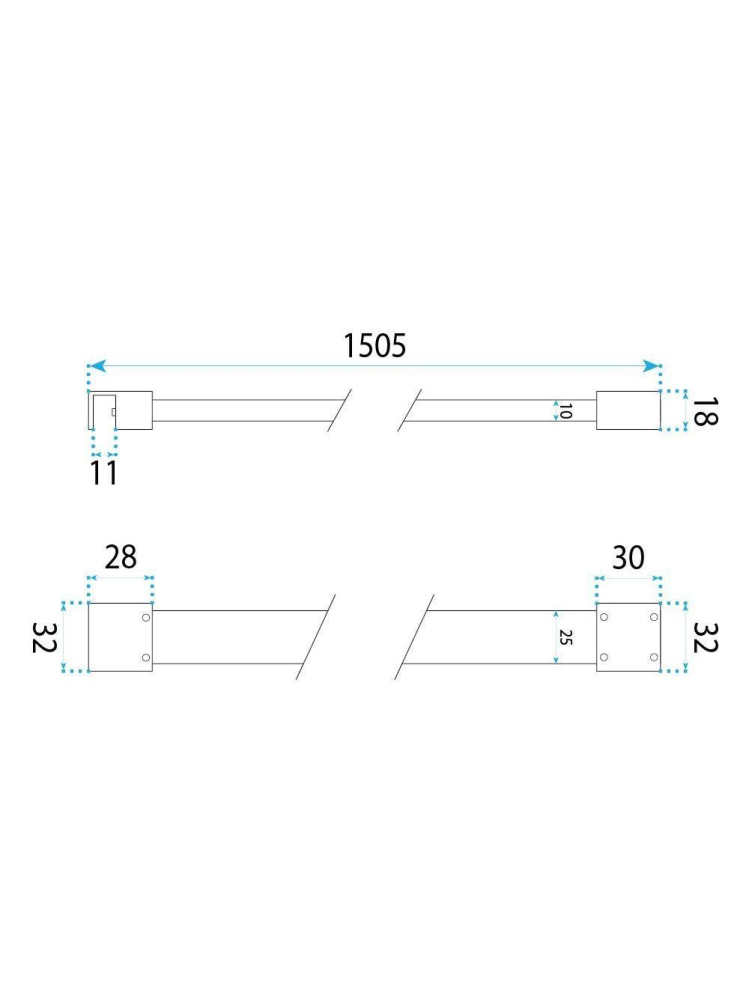 Brat fixare paravan dus 150 cm Rea negru mat aluminiu [10]