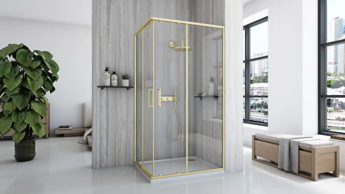Cabina de dus City Auriu Periat cu cadita Savoy 80x100cm, Rea [4]