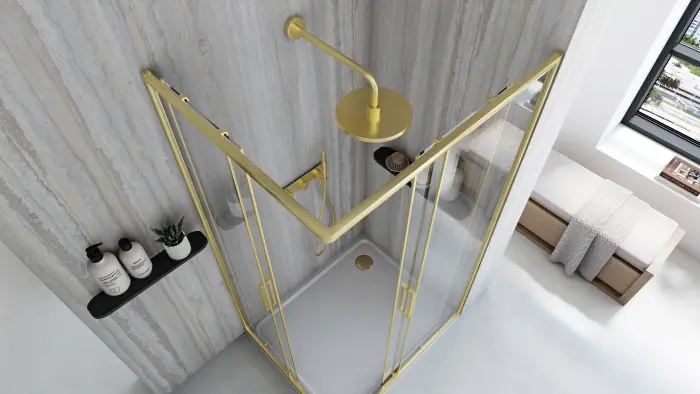 Cabina de dus City Auriu Periat cu cadita Savoy 80x100cm, Rea [5]