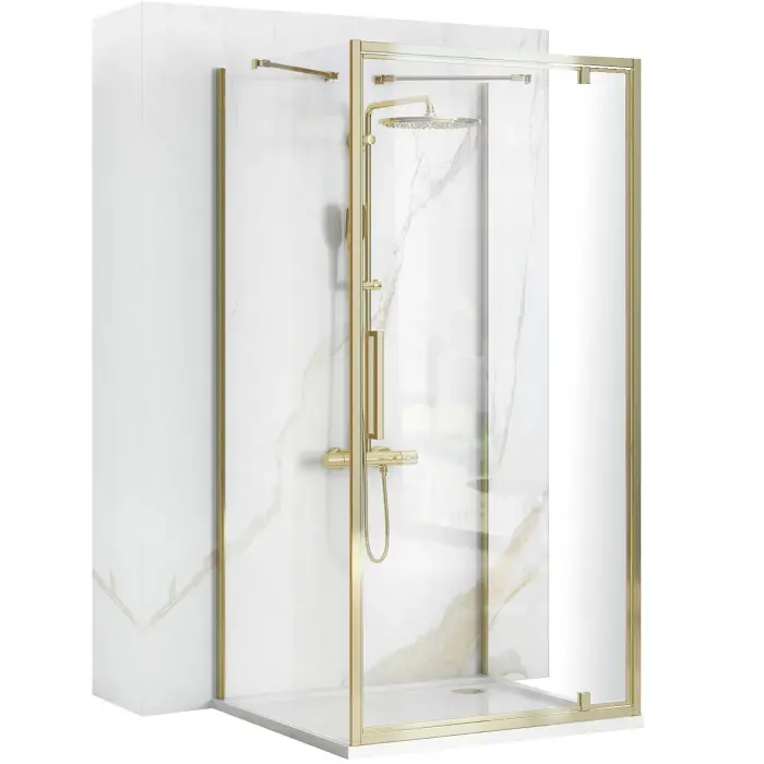 Cabina de dus de colt Rapid Swing Auriu 90x100cm, Rea [1]