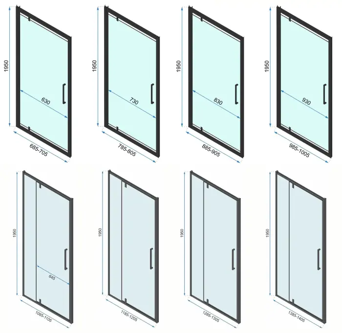 Cabina de dus de colt Rapid Swing Negru 100x90cm, Rea [16]