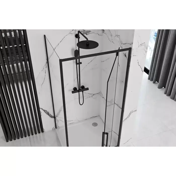 Cabina de dus de colt Rapid Swing Negru 100x90cm, Rea [4]