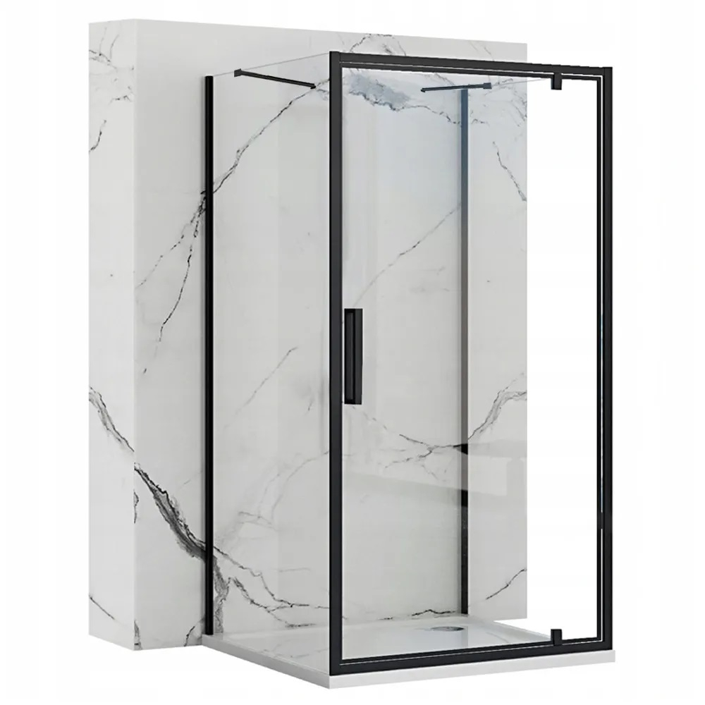 Cabina de dus de colt Rapid Swing Negru 120x100cm, Rea [1]