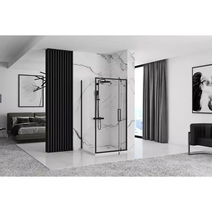 Cabina de dus de colt Rapid Swing Negru 70x90cm, Rea [5]