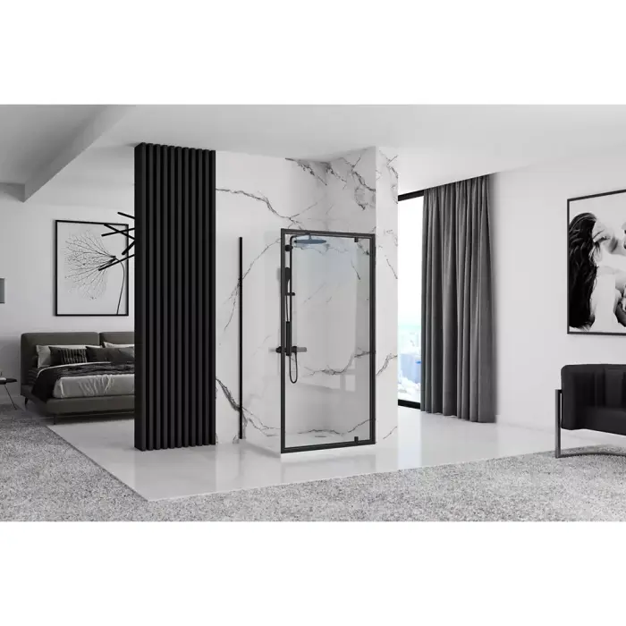 Cabina de dus de colt Rapid Swing Negru 70x90cm, Rea [2]