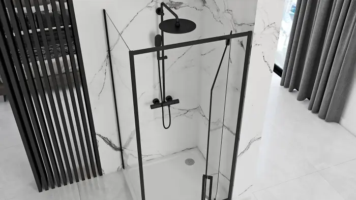 Cabina de dus de colt Rapid Swing Negru 80x90cm, Rea [3]