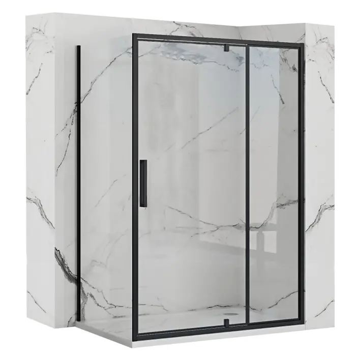 Cabina de dus de colt Rapid Swing Negru 80x90cm, Rea [2]