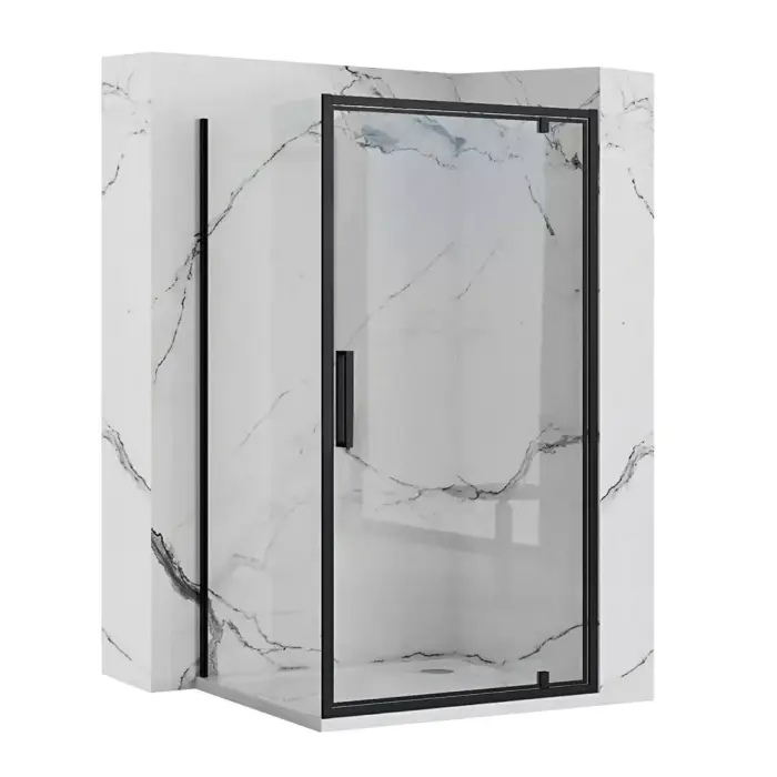 Cabina de dus de colt Rapid Swing Negru 90x100cm, Rea [1]