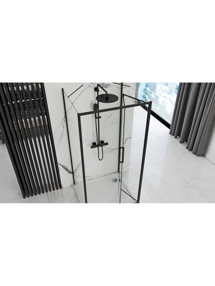 Cabina de dus de perete Rapid Fold 80x90 cm negru [2]