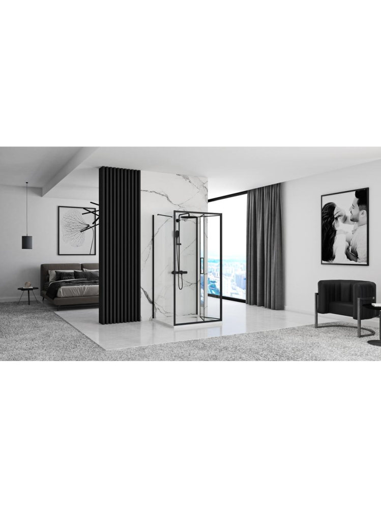 Cabina de dus de perete Rapid Fold 80x90 cm negru [5]