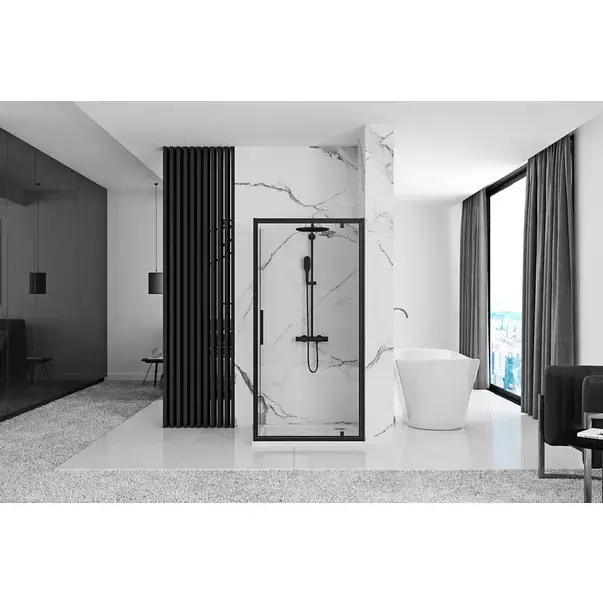 Cabina de dus dreptunghiulara cu usa pivotanta Rea Rapid Swing 100x80 negru [3]