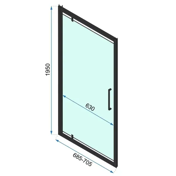 Cabina de dus dreptunghiulara cu usa pivotanta Rea Rapid Swing 70x100 negru [2]