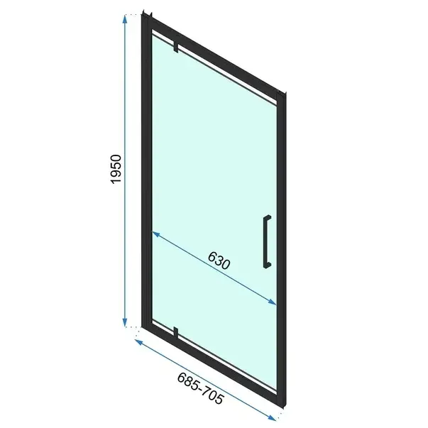 Cabina de dus dreptunghiulara cu usa pivotanta Rea Rapid Swing 70x80 negru [2]