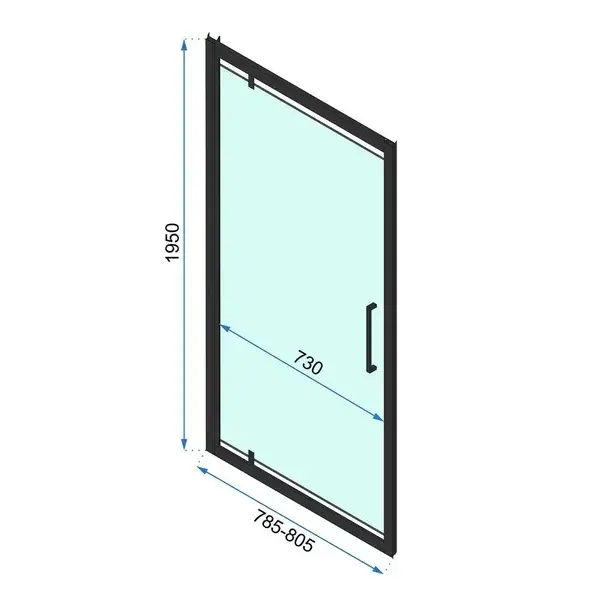 Cabina de dus dreptunghiulara cu usa pivotanta Rea Rapid Swing 80x100 negru [2]