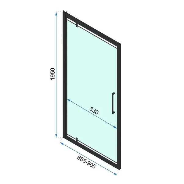 Cabina de dus dreptunghiulara cu usa pivotanta Rea Rapid Swing 90x100 negru [2]