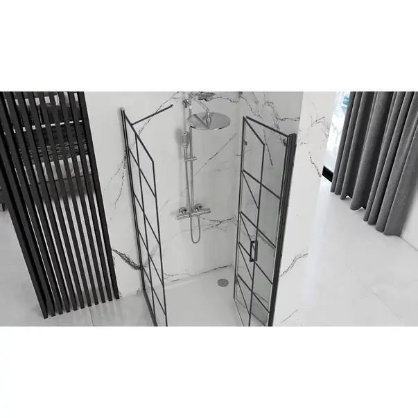 Cabina de dus dreptunghiulara cu usa pliabila Rea Molier 100x90 negru [4]