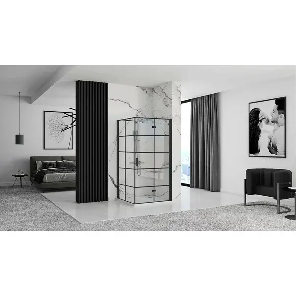 Cabina de dus dreptunghiulara cu usa pliabila Rea Molier 100x90 negru [5]