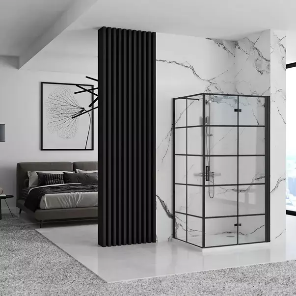 Cabina de dus dreptunghiulara cu usa pliabila Rea Molier 100x90 negru [2]
