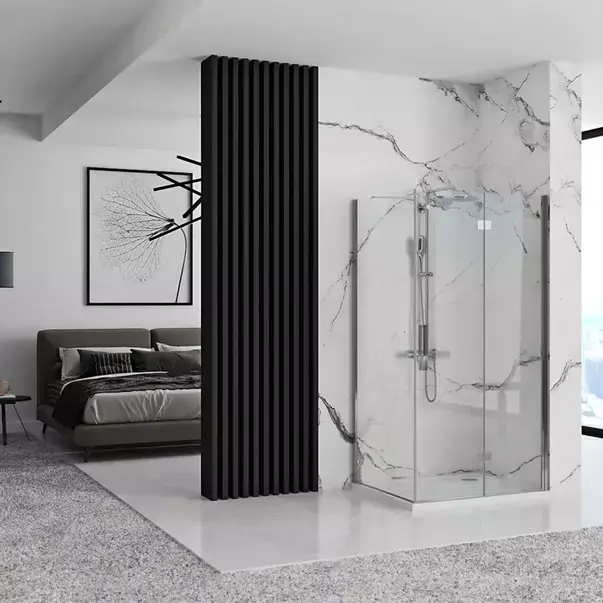 Cabina de dus dreptunghiulara cu usa pliabila Rea Molier 80x90 crom [2]