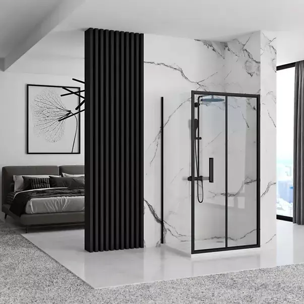 Cabina de dus dreptunghiulara cu usa pliabila Rea Rapid Fold 100x80 negru [1]