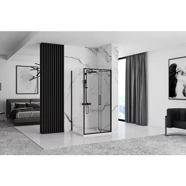 Cabina de dus dreptunghiulara cu usa pliabila Rea Rapid Fold 100x80 negru [4]
