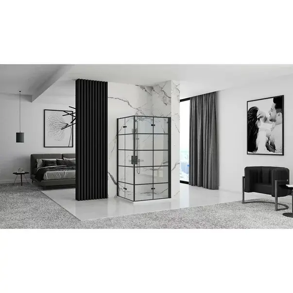 Cabina de dus dreptunghiulara cu usi pliabile Rea Molier 80x100 negru [3]