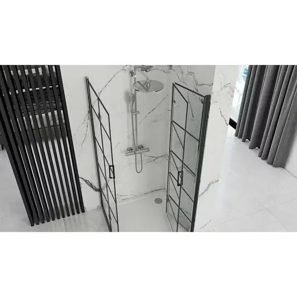 Cabina de dus dreptunghiulara cu usi pliabile Rea Molier 80x100 negru [4]