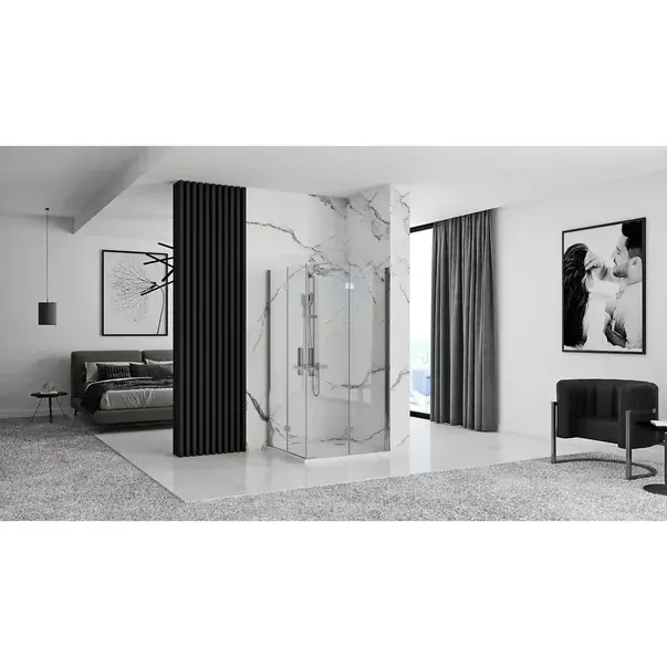Cabina de dus dreptunghiulara cu usi pliabile Rea Molier 80x90 crom [3]