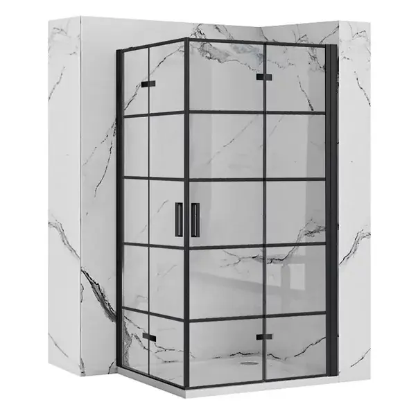 Cabina de dus dreptunghiulara cu usi pliabile Rea Molier 80x90 negru [1]