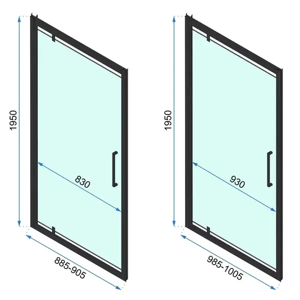 Cabina de dus dreptunghiulara de colt cu usi batante Rea Rapid Swing 90x100 cm [7]