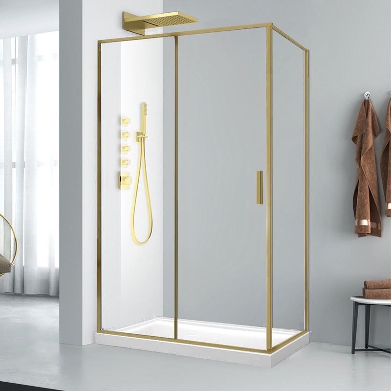 Cabina de dus dreptunghiulara Mediterraneo Petra Gold 120 x 90 cm auriu periat [1]