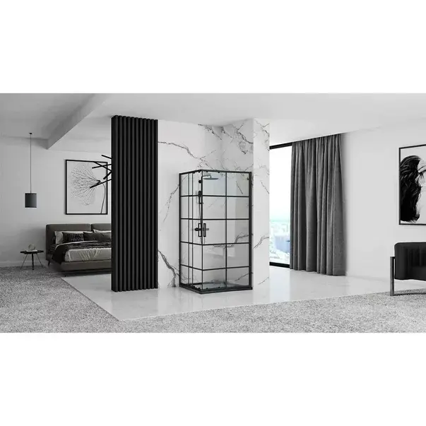 Cabina de dus dreptunghiulara Rea Concept cu usi glisante 80x100 negru mat [4]