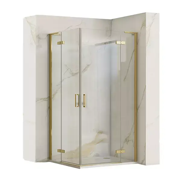 Cabina de dus dreptunghiulara Rea Hugo cu 2 usi batante 80x100 cm auriu periat [1]