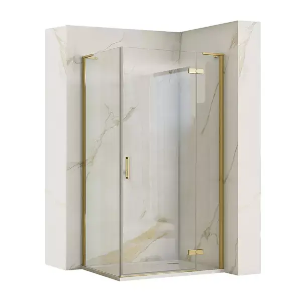 Cabina de dus dreptunghiulara Rea Hugo cu usa batanta 100x80 cm auriu periat [1]