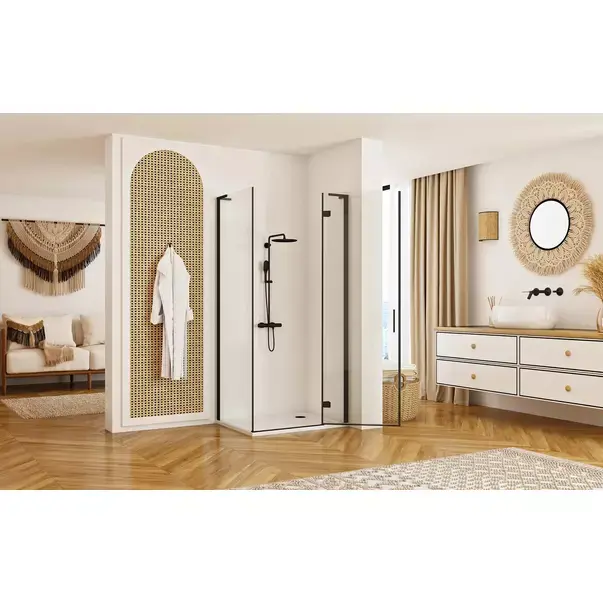 Cabina de dus dreptunghiulara Rea Hugo cu usa batanta 80x90 cm negru [5]