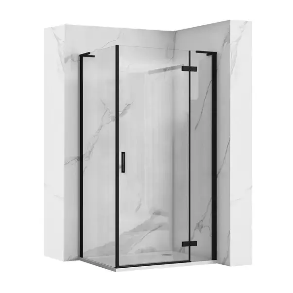 Cabina de dus dreptunghiulara Rea Hugo cu usa batanta 80x90 cm negru [1]