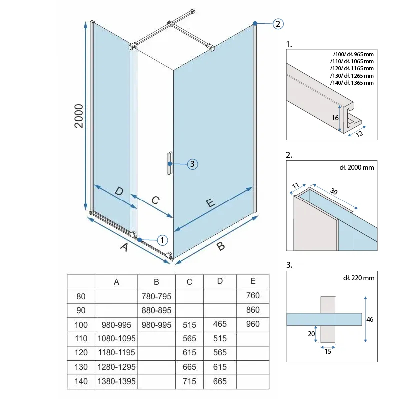 Cabina de dus dreptunghiulara Rea Montana cu usa culisanta 110x80 auriu periat [8]
