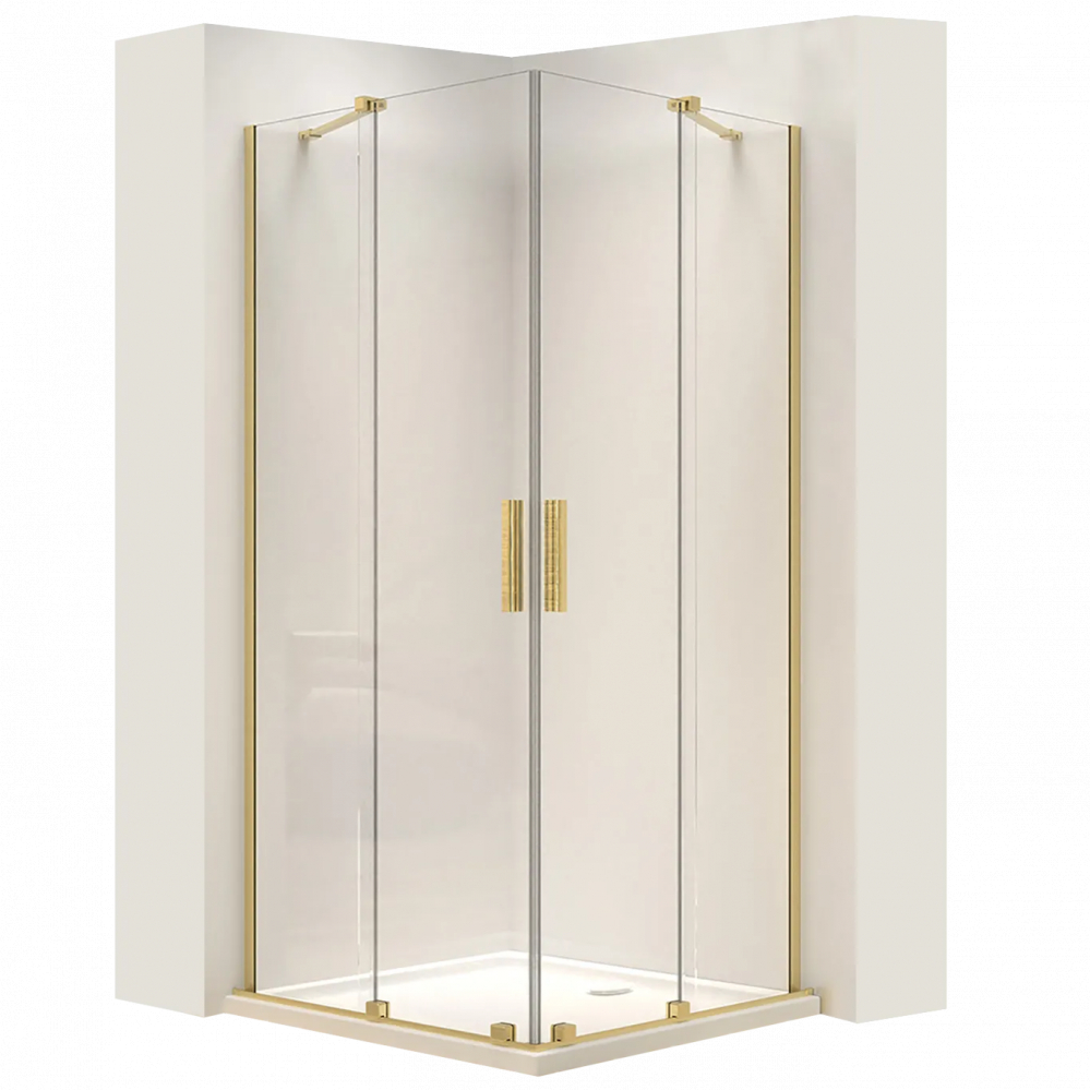 Cabina de dus dreptunghiulara Rea Montana Double cu usi culisante 80x100 auriu periat [1]