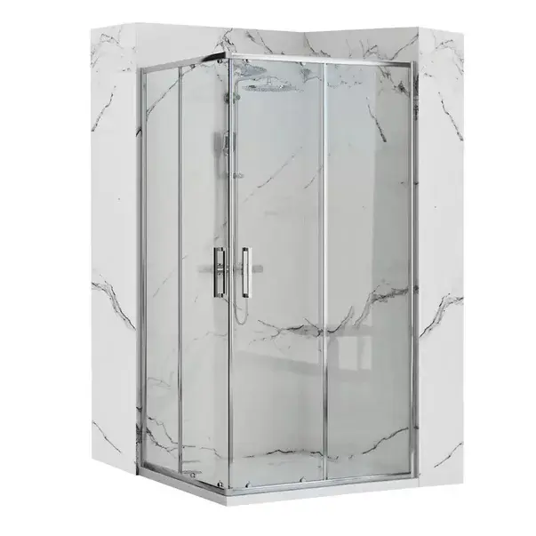 Cabina de dus dreptunghiulara Rea Punto cu usa glisanta 80x100 crom [1]