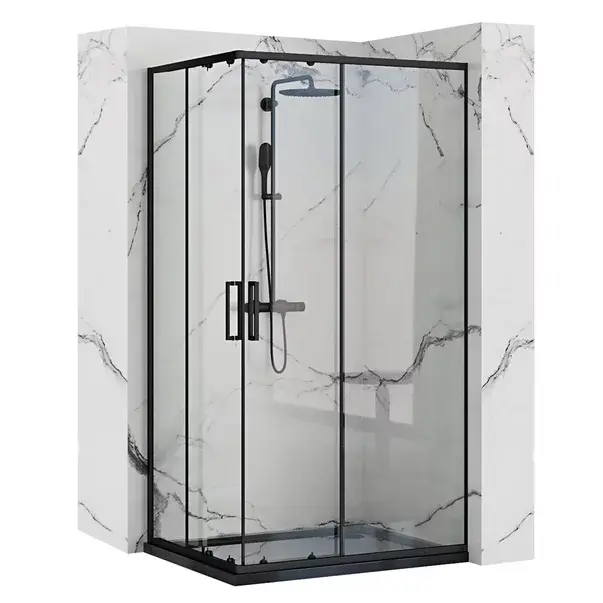 Cabina de dus dreptunghiulara Rea Punto cu usa glisanta 80x100 negru [1]