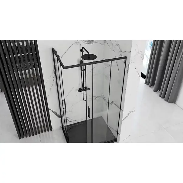 Cabina de dus dreptunghiulara Rea Punto cu usa glisanta 80x100 negru [4]
