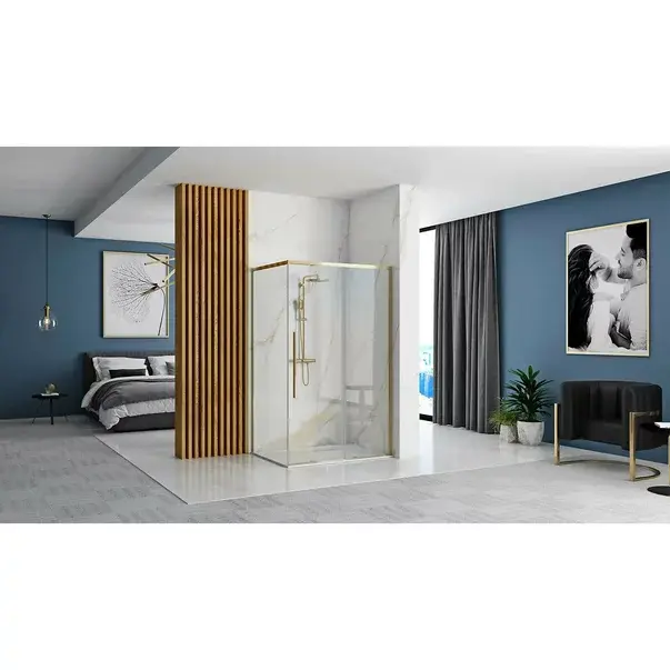 Cabina de dus dreptunghiulara Rea Solar cu usa glisanta 120x90 auriu [5]