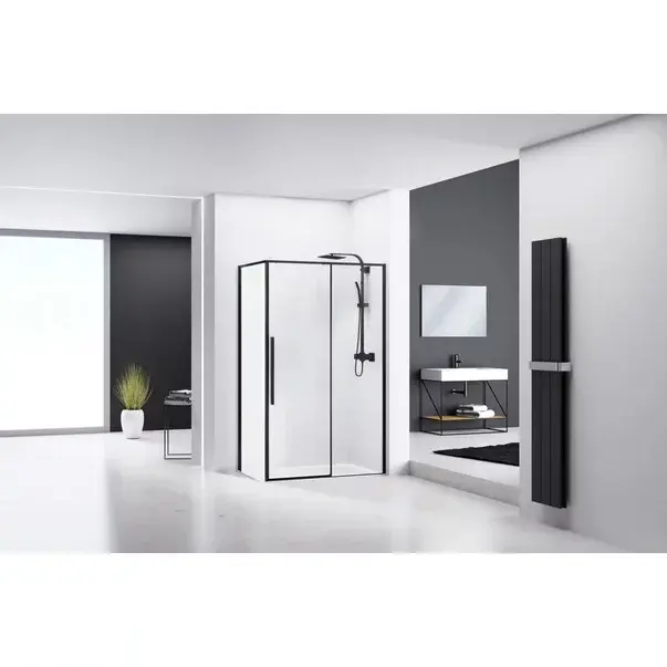 Cabina de dus dreptunghiulara Rea Solar cu usa glisanta 90x120 negru [4]