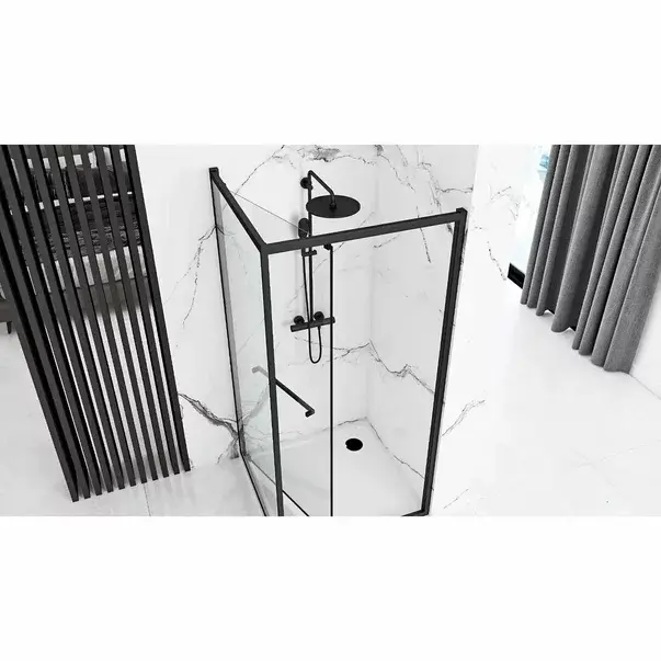 Cabina de dus dreptunghiulara Rea Space In cu usa glisanta 80x100 negru mat [3]